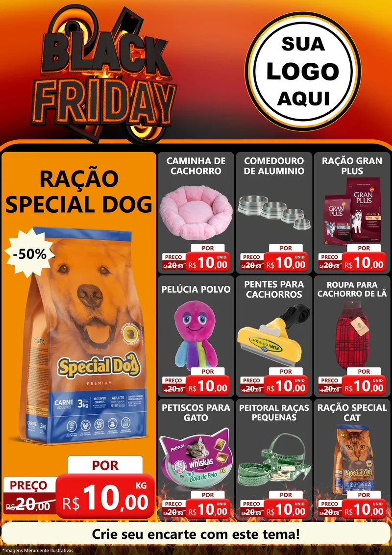 Modelo de Encarte para Encarte A4 Vertical com o tema Black Friday para Pet Shop