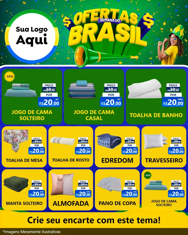 Modelo de Rede Social para Feed Instagram com o tema Ofertas Semana do Brasil para Cama, Mesa e Banho