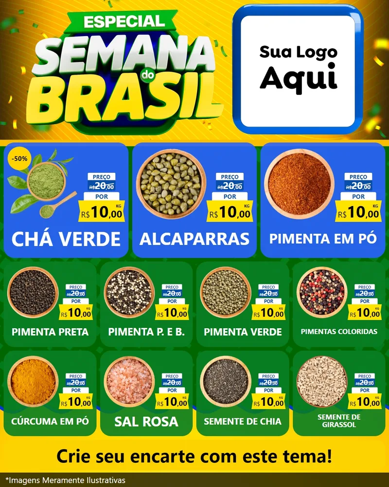 Modelo de Rede Social para Feed Instagram com o tema Especial Semana do Brasil para Produtos Naturais