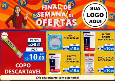 Modelo de Encarte para Encarte A4 Horizontal com o tema Final de Semana de Ofertas para Embalagens