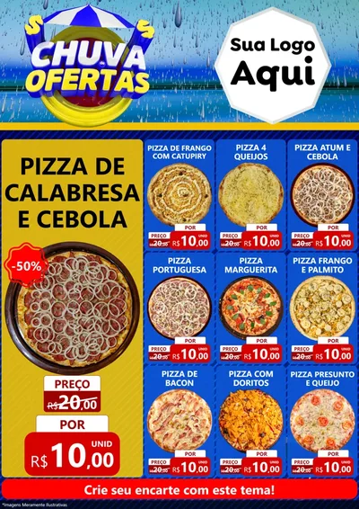 Modelo de Encarte para Encarte A4 Vertical com o tema Chuva de Ofertas para Pizzaria