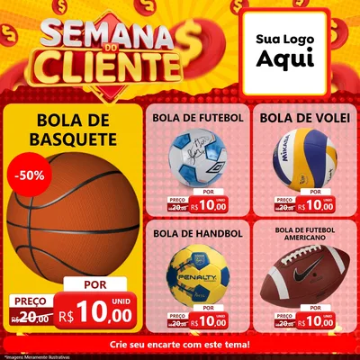Modelo de Rede Social para Feed Facebook com o tema Semana do Cliente para Artigos Esportivos