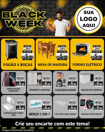 Modelo de Rede Social para Feed Instagram com o tema Black Week para Móveis e Eletro