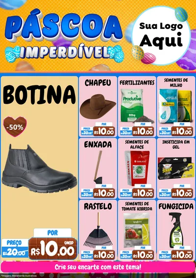 Modelo de Encarte para Encarte A4 Vertical com o tema Páscoa Imperdível para Agropecuária