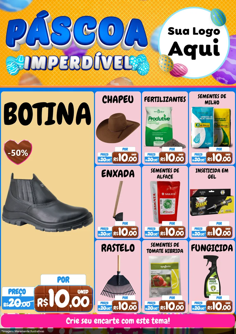 Modelo de Encarte para Encarte A4 Vertical com o tema Páscoa Imperdível para Agropecuária