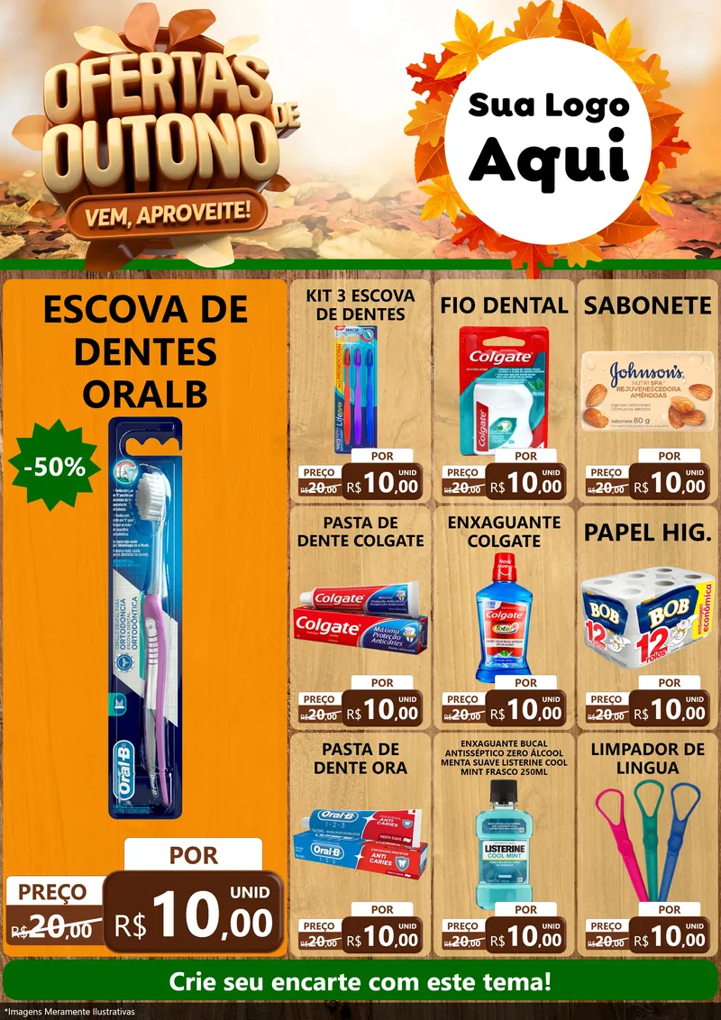 Modelo de Encarte para Encarte A4 Vertical com o tema Ofertas de Outono - Vem, Aproveite! para Higiene Pessoal