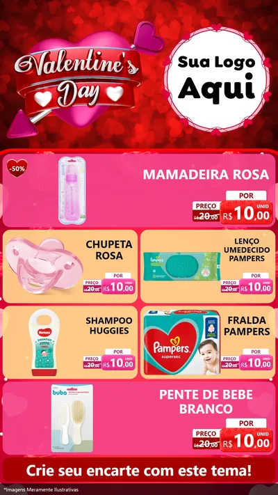 Modelo de TV para TV Vertical com o tema Valentine's Day para Bebês