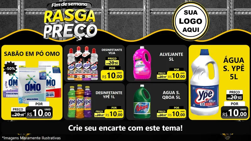 Modelo de TV para TV Horizontal com o tema Fim de Semana Rasga Preço para Produtos de Limpeza
