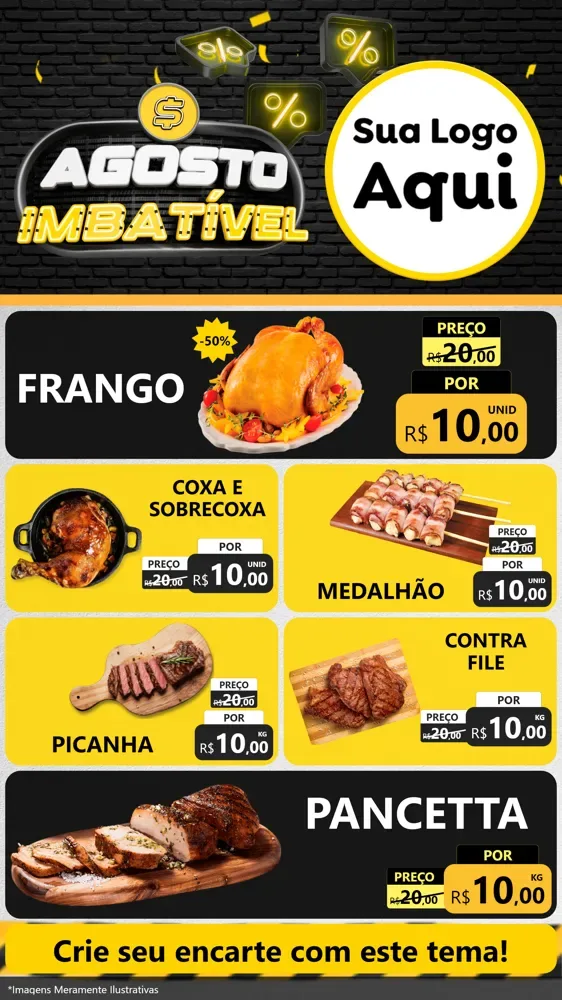 Modelo de TV para TV Vertical com o tema Agosto Imbatível para Assados
