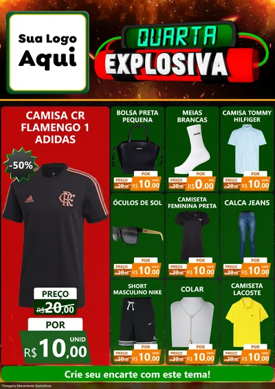 Modelo de Encarte para Encarte A4 Vertical com o tema Quarta Explosiva para Roupas e acessórios