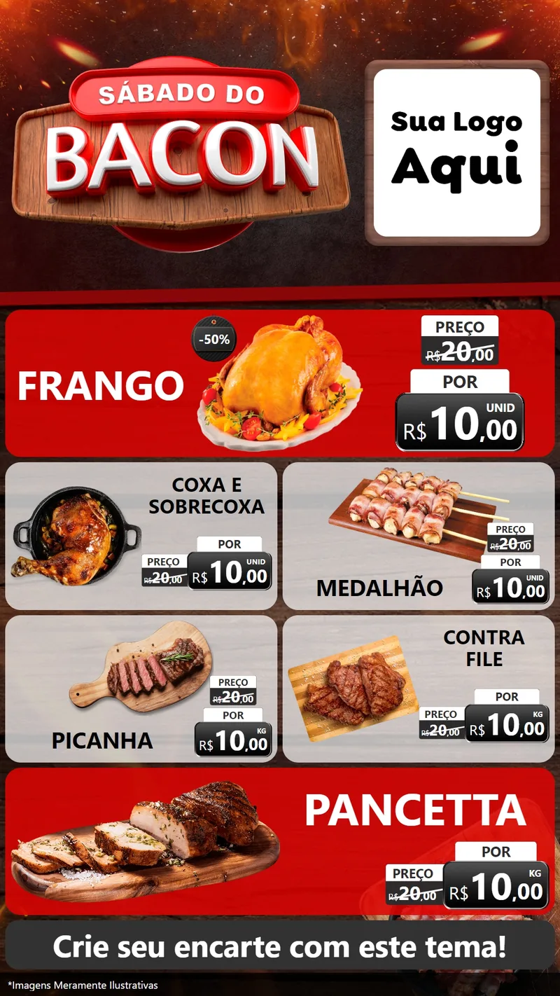 Modelo de TV para TV Vertical com o tema Sábado do Bacon para Assados