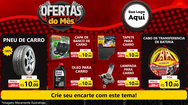 Modelo de TV para TV Horizontal com o tema Ofertas do Mês - Autopeças para Auto peças