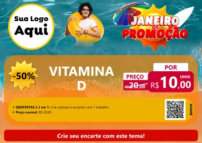 Modelo de Cartaz para Cartaz A4 Horizontal com o tema Janeiro de Promoção para Farmácia