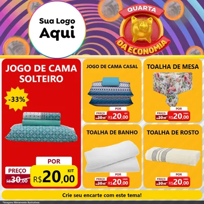 Modelo de Rede Social para Feed Facebook com o tema Quarta da Economia para Cama, Mesa e Banho