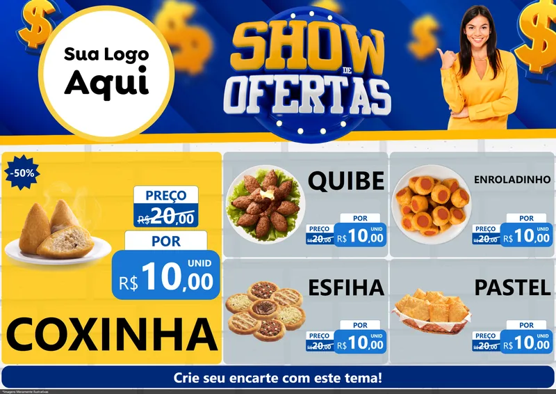 Modelo de Encarte para Encarte A4 Horizontal com o tema Show de Ofertas para Salgadaria
