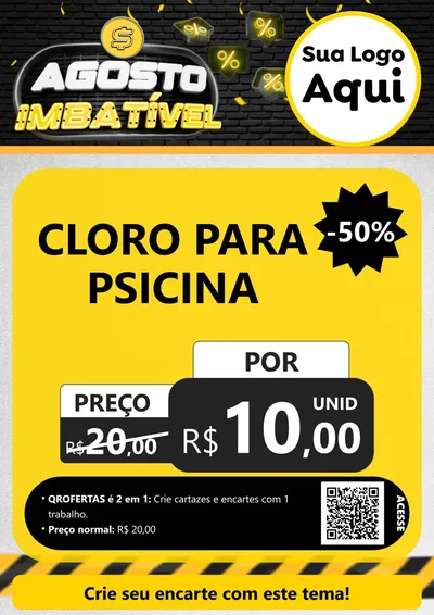Modelo de Cartaz para Cartaz A4 Vertical com o tema Agosto Imbatível para Produtos para Piscina