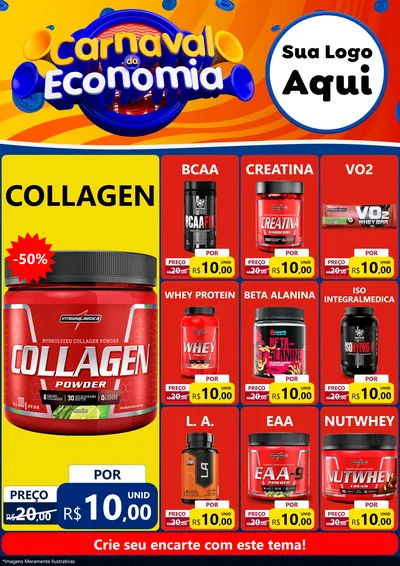 Modelo de Encarte para Encarte A4 Vertical com o tema Carnaval da Economia para Suplementos alimentares