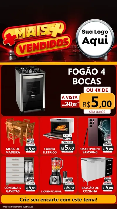 Modelo de Rede Social para Stories com o tema Mais Vendidos para Móveis e Eletro