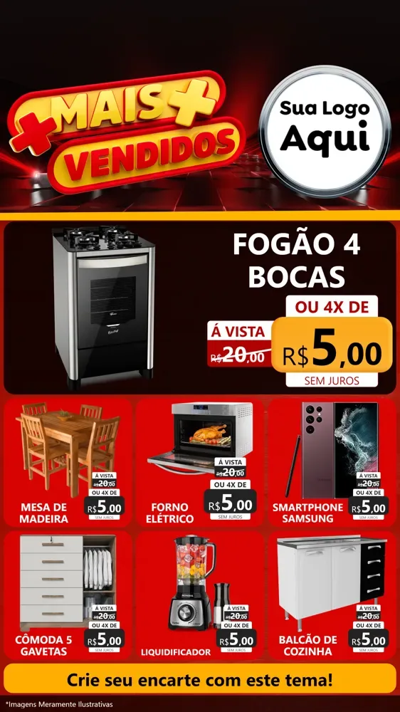 Modelo de Rede Social para Stories com o tema Mais Vendidos para Móveis e Eletro