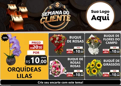 Modelo de Encarte para Encarte A4 Horizontal com o tema Semana do Cliente para Floricultura e jardim