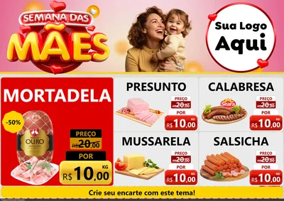 Modelo de Encarte para Encarte A4 Horizontal com o tema Semana das Mães para Frios e Laticínios