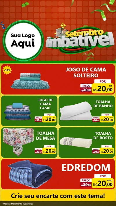 Modelo de TV para TV Vertical com o tema Setembro Imbatível para Cama, Mesa e Banho