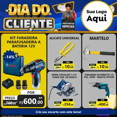 Modelo de Rede Social para Feed Facebook com o tema Dia Do Cliente para Maquinas e Ferramentas