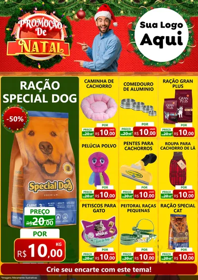 Modelo de Encarte para Encarte A4 Vertical com o tema Promoção de Natal para Pet Shop