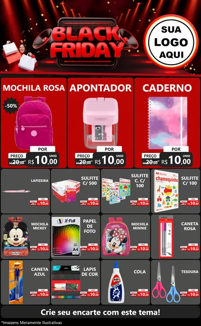 Modelo de Encarte para Encarte Grande com o tema Black Friday para Papelaria