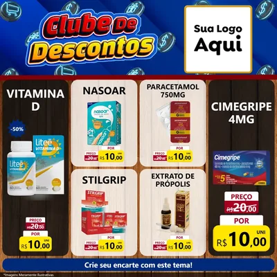 Modelo de Rede Social para Feed Facebook com o tema Clube de Descontos para Farmácia
