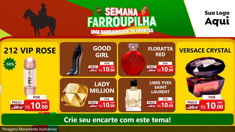 Modelo de TV para TV Horizontal com o tema Semana Farroupilha - Uma Barbaridade de Ofertas para Perfumes