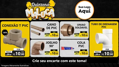 Modelo de TV para TV Horizontal com o tema Quinzena Maluca para Tubos e conexões