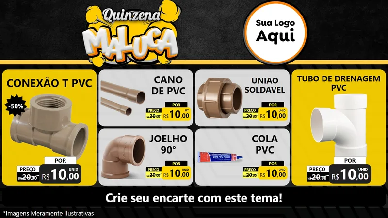 Modelo de TV para TV Horizontal com o tema Quinzena Maluca para Tubos e conexões