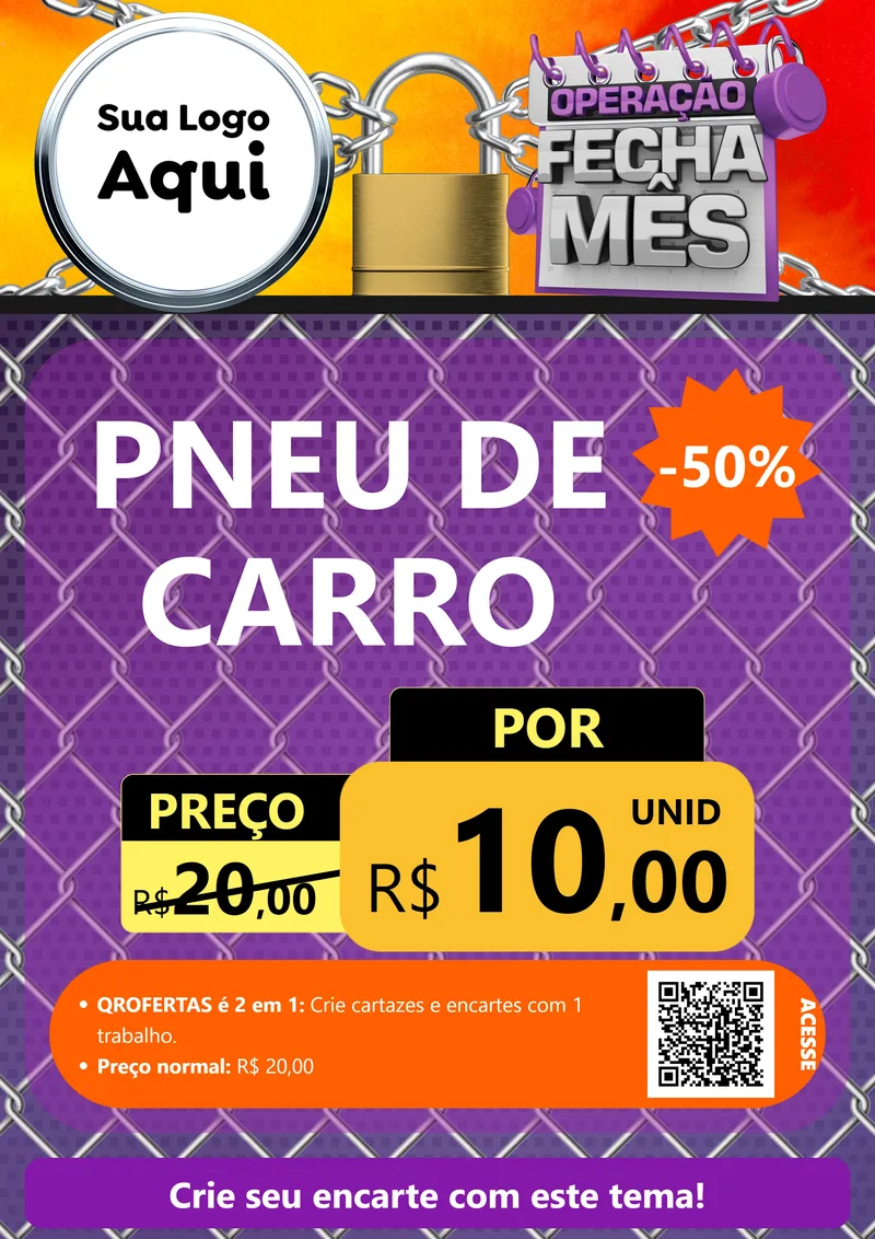 Modelo de Cartaz para Cartaz A4 Vertical com o tema Operação Fecha Mês para Auto peças