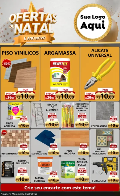 Modelo de Encarte para Encarte Grande com o tema Ofertas De Natal E Ano Novo para Material para Construção