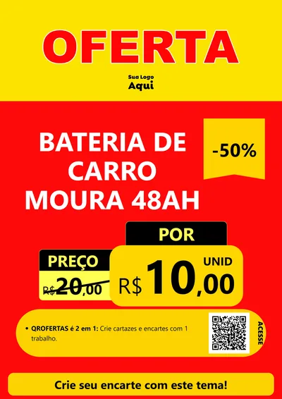 Modelo de Cartaz para Cartaz A4 Vertical com o tema OFERTA - Vermelho Cartaz para Baterias Elétricas