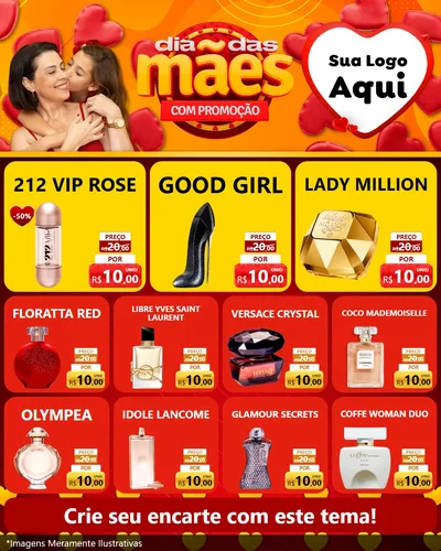 Modelo de Rede Social para Feed Instagram com o tema Dia das Mães com Promoção para Perfumes