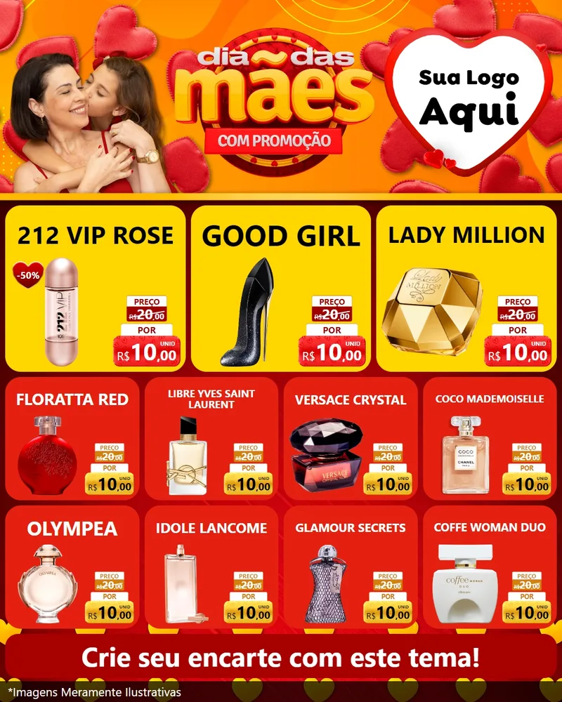 Modelo de Rede Social para Feed Instagram com o tema Dia das Mães com Promoção para Perfumes