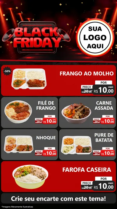 Modelo de TV para TV Vertical com o tema Black Friday para Restaurante