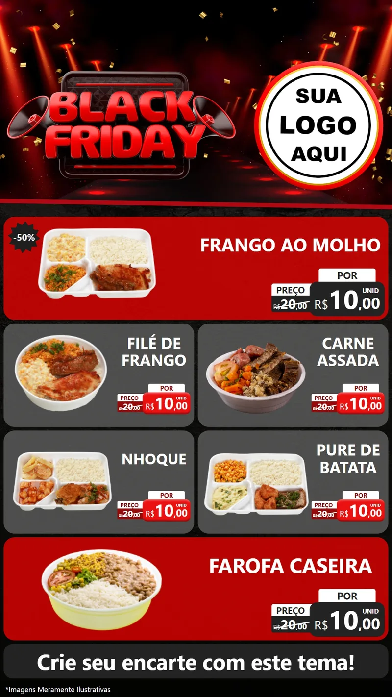 Modelo de TV para TV Vertical com o tema Black Friday para Restaurante