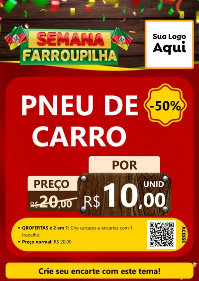 Modelo de Cartaz para Cartaz A4 Vertical com o tema Semana Farroupilha para Auto peças