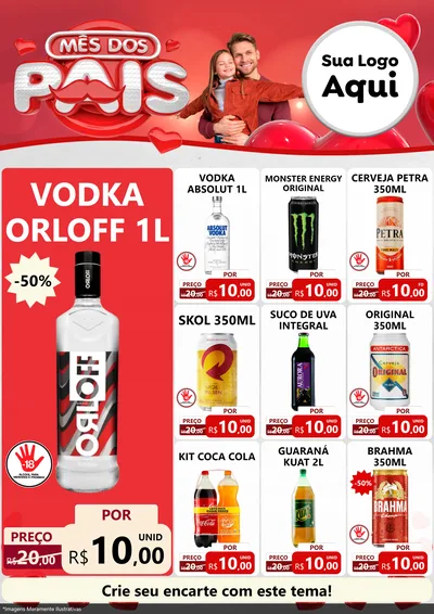 Modelo de Encarte para Encarte A4 Vertical com o tema Mês dos Pais para Distribuidora de bebidas