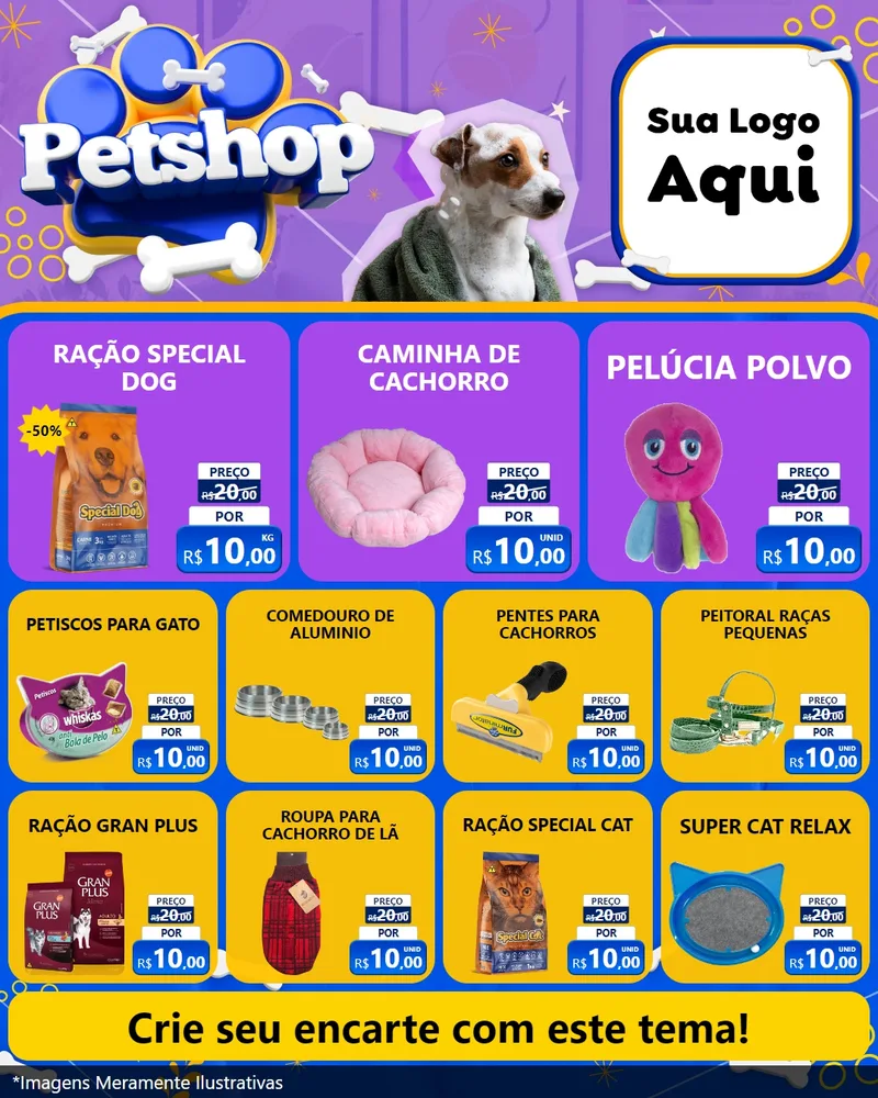 Modelo de Rede Social para Feed Instagram com o tema Petshop para Pet Shop