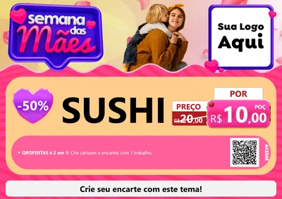 Modelo de Cartaz para Cartaz A4 Horizontal com o tema Semana das Mães para Comida japonesa