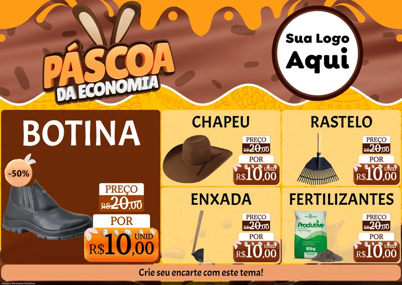 Modelo de Encarte para Encarte A4 Horizontal com o tema Páscoa da Economia para Agropecuária
