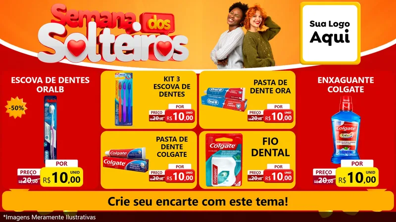 Modelo de TV para TV Horizontal com o tema Semana dos Solteiros para Higiene Pessoal
