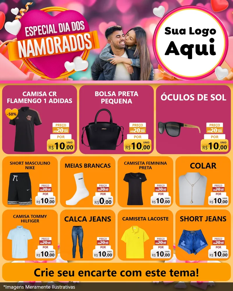 Modelo de Rede Social para Feed Instagram com o tema Especial Dia dos Namorados para Roupas e acessórios