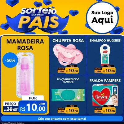 Modelo de Rede Social para Feed Facebook com o tema Sorteio Dia dos Pais para Bebês
