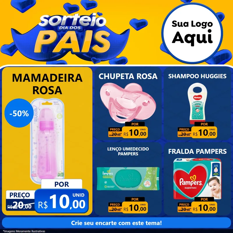 Modelo de Rede Social para Feed Facebook com o tema Sorteio Dia dos Pais para Bebês