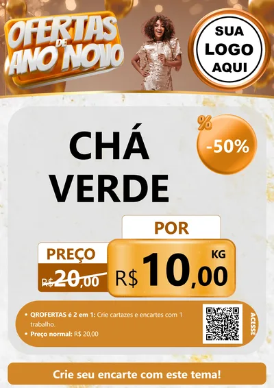 Modelo de Cartaz para Cartaz A4 Vertical com o tema Ofertas de Ano Novo para Produtos Naturais